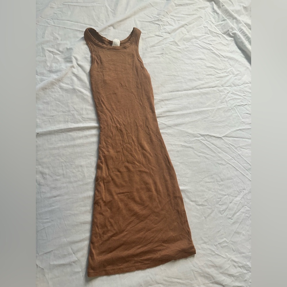 Windsor Tan Ribbed Midi Dress